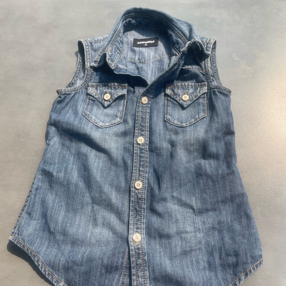 DSQUARED2 Blue Button Down Shirt with Western Style
